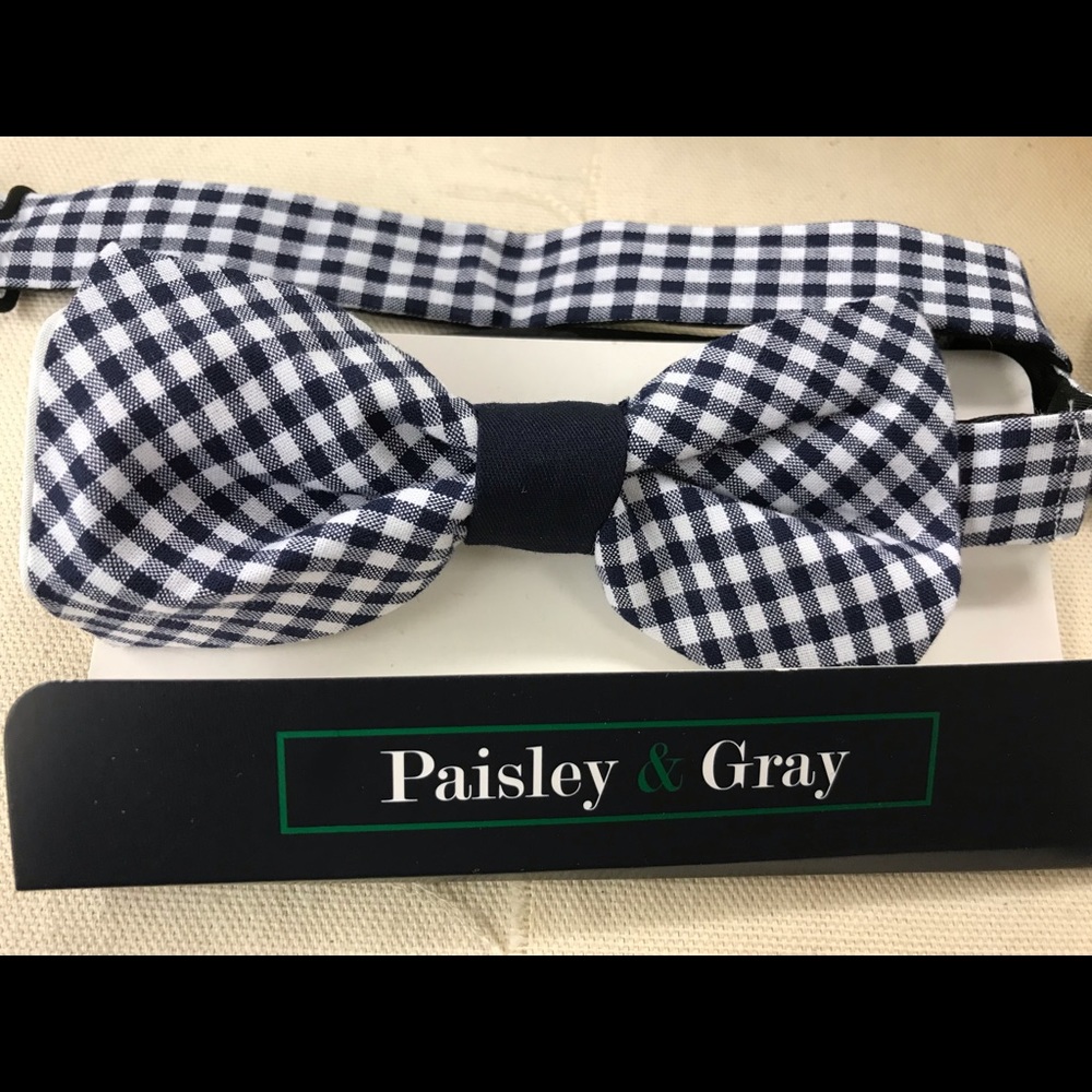Parsley and grey blue and white bow tie